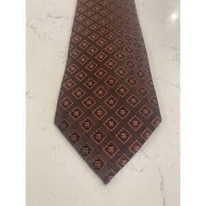 JOS. A. BANK Signature Collection Men's‎ 100% Silk Geometric Tie Brown/Purple